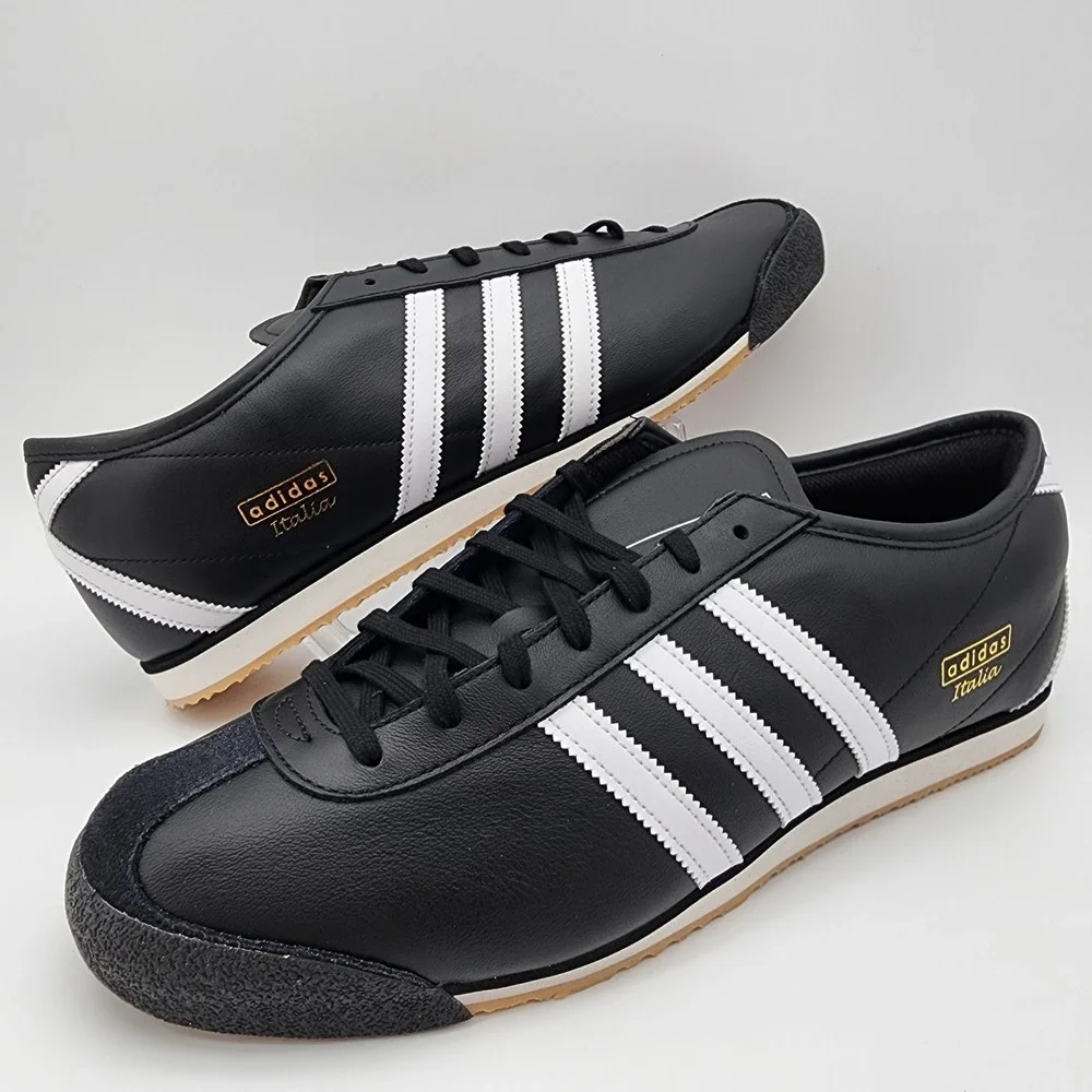 Adidas Italia 70s Sneakers Mens 11.5 Black White Gum Leather Low Top Retro